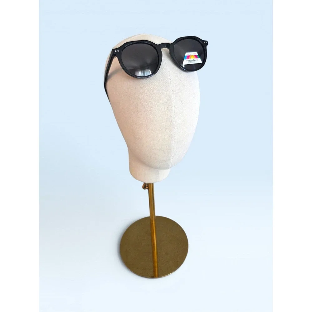 Black Round Polarized‎ Sunglasses with Case and Cleaning Cloth UV Protection